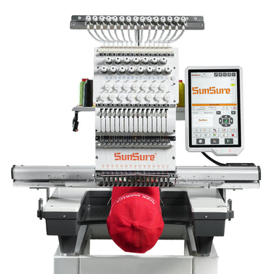 15-Needle Commercial Embroidery Machine, 24"x16" Large Embroidery Area, 1200 SPM High Speed, with Touch Screen & Advanced Photo-to-Pattern, for Batch Production of Hats, Apparel
