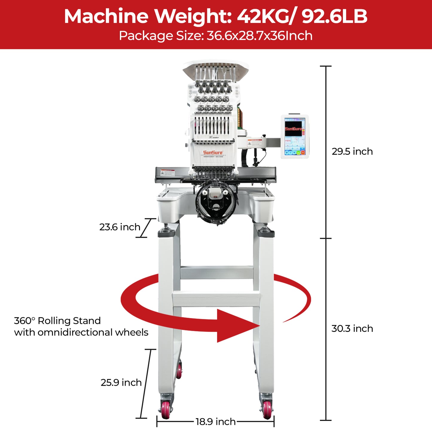 10-Needle Home Embroidery Machine with Smart Touch Screen,9.5"x14.2" Embroidery Area,1200SPM Max Speed, Ideal for DIY T-Shirts, Hats, Tote Bags