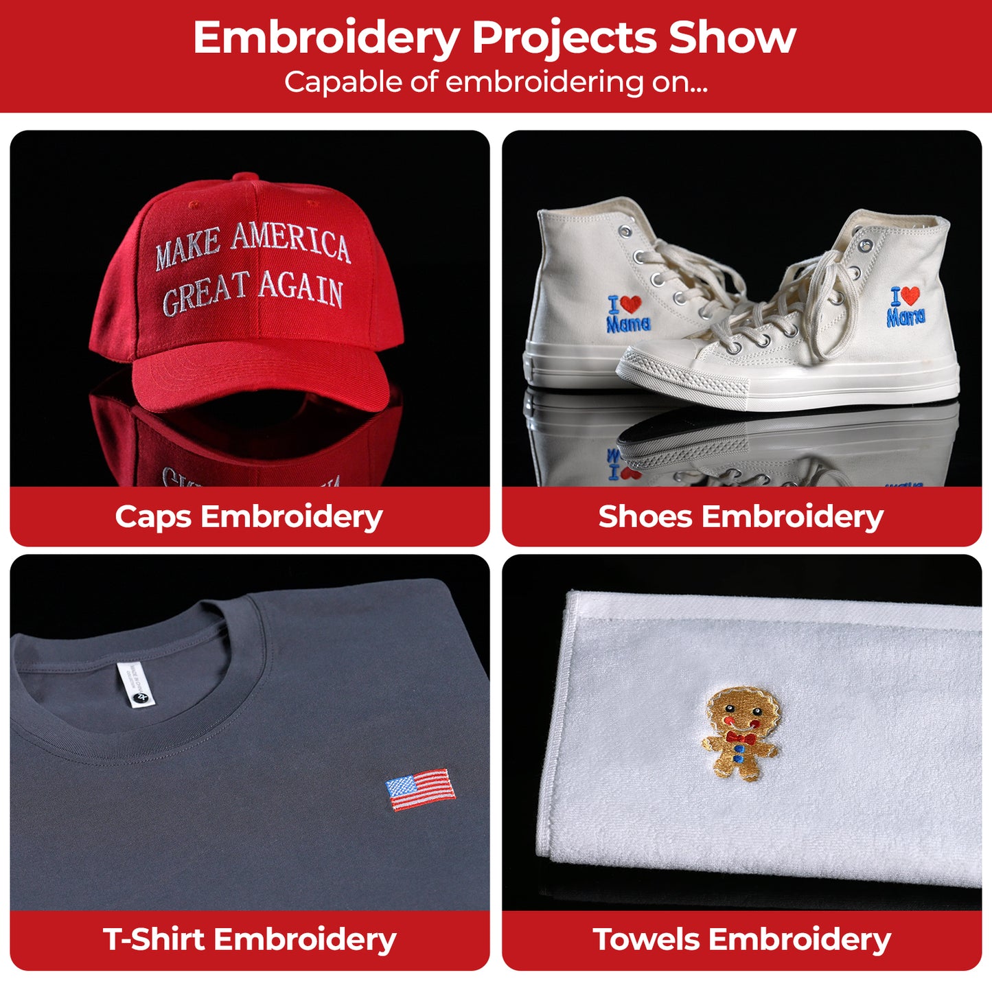 10-Needle Home Embroidery Machine with Smart Touch Screen,9.5"x14.2" Embroidery Area,1200SPM Max Speed, Ideal for DIY T-Shirts, Hats, Tote Bags